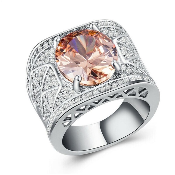 *NEW*Luxury 925 Sterling Silver Morganite Ring - Picture 4 of 4